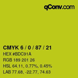 カラーコード: CMYK 6 / 0 / 87 / 21 | qconv.com
