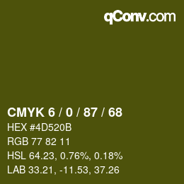 カラーコード: CMYK 6 / 0 / 87 / 68 | qconv.com