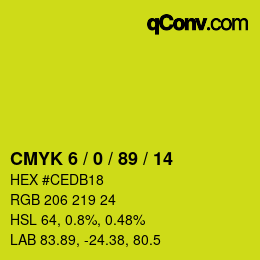 Código de color: CMYK 6 / 0 / 89 / 14 | qconv.com