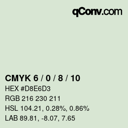 颜色代码: CMYK 6 / 0 / 8 / 10 | qconv.com