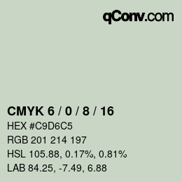 カラーコード: CMYK 6 / 0 / 8 / 16 | qconv.com