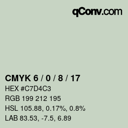 カラーコード: CMYK 6 / 0 / 8 / 17 | qconv.com