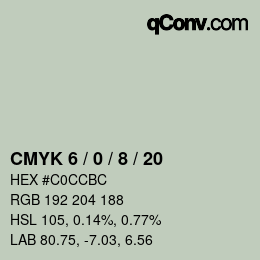 カラーコード: CMYK 6 / 0 / 8 / 20 | qconv.com