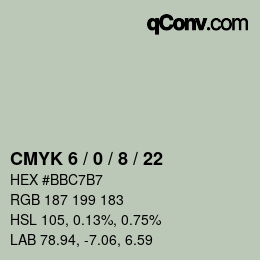 カラーコード: CMYK 6 / 0 / 8 / 22 | qconv.com