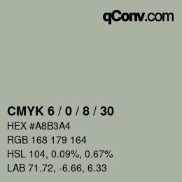 カラーコード: CMYK 6 / 0 / 8 / 30 | qconv.com