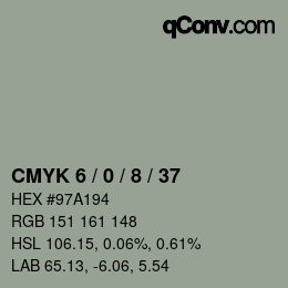 Color code: CMYK 6 / 0 / 8 / 37 | qconv.com