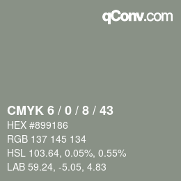 カラーコード: CMYK 6 / 0 / 8 / 43 | qconv.com