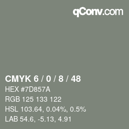 Color code: CMYK 6 / 0 / 8 / 48 | qconv.com
