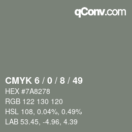 Color code: CMYK 6 / 0 / 8 / 49 | qconv.com