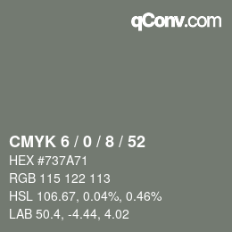 カラーコード: CMYK 6 / 0 / 8 / 52 | qconv.com