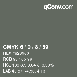 カラーコード: CMYK 6 / 0 / 8 / 59 | qconv.com