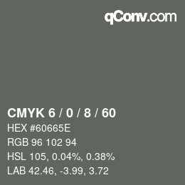 カラーコード: CMYK 6 / 0 / 8 / 60 | qconv.com