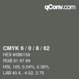 カラーコード: CMYK 6 / 0 / 8 / 62 | qconv.com