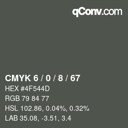 颜色代码: CMYK 6 / 0 / 8 / 67 | qconv.com