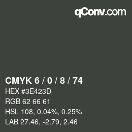 カラーコード: CMYK 6 / 0 / 8 / 74 | qconv.com