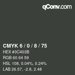 カラーコード: CMYK 6 / 0 / 8 / 75 | qconv.com