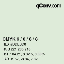 カラーコード: CMYK 6 / 0 / 8 / 8 | qconv.com