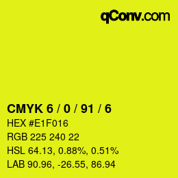 颜色代码: CMYK 6 / 0 / 91 / 6 | qconv.com