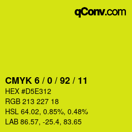 颜色代码: CMYK 6 / 0 / 92 / 11 | qconv.com