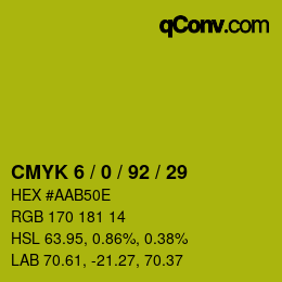 カラーコード: CMYK 6 / 0 / 92 / 29 | qconv.com