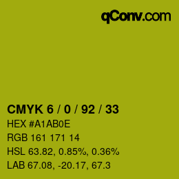 カラーコード: CMYK 6 / 0 / 92 / 33 | qconv.com