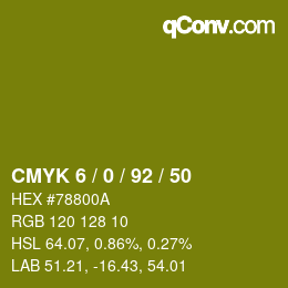 カラーコード: CMYK 6 / 0 / 92 / 50 | qconv.com