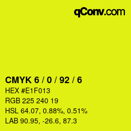 カラーコード: CMYK 6 / 0 / 92 / 6 | qconv.com