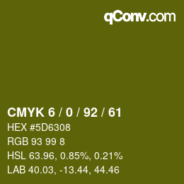 Código de color: CMYK 6 / 0 / 92 / 61 | qconv.com