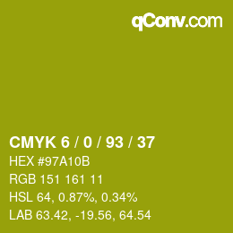 カラーコード: CMYK 6 / 0 / 93 / 37 | qconv.com