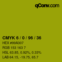 颜色代码: CMYK 6 / 0 / 96 / 36 | qconv.com