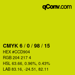 Color code: CMYK 6 / 0 / 98 / 15 | qconv.com