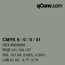 Color code: CMYK 6 / 0 / 9 / 41 | qconv.com