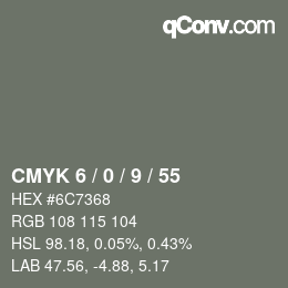Código de color: CMYK 6 / 0 / 9 / 55 | qconv.com