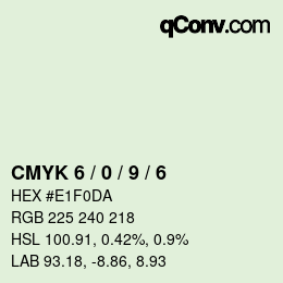 カラーコード: CMYK 6 / 0 / 9 / 6 | qconv.com