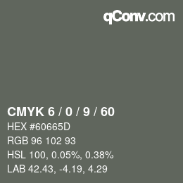 カラーコード: CMYK 6 / 0 / 9 / 60 | qconv.com