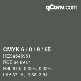 Farbcode: CMYK 6 / 0 / 9 / 65 | qconv.com