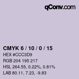 カラーコード: CMYK 6 / 10 / 0 / 15 | qconv.com