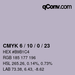 カラーコード: CMYK 6 / 10 / 0 / 23 | qconv.com
