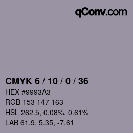 カラーコード: CMYK 6 / 10 / 0 / 36 | qconv.com