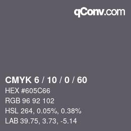 颜色代码: CMYK 6 / 10 / 0 / 60 | qconv.com