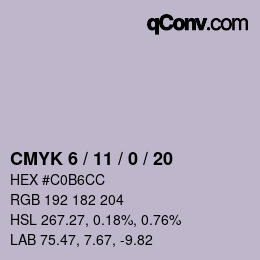 カラーコード: CMYK 6 / 11 / 0 / 20 | qconv.com