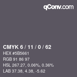 Color code: CMYK 6 / 11 / 0 / 62 | qconv.com