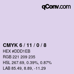 颜色代码: CMYK 6 / 11 / 0 / 8 | qconv.com