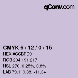 カラーコード: CMYK 6 / 12 / 0 / 15 | qconv.com