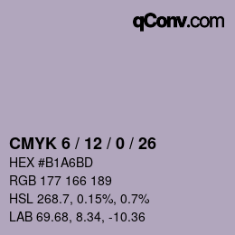 カラーコード: CMYK 6 / 12 / 0 / 26 | qconv.com