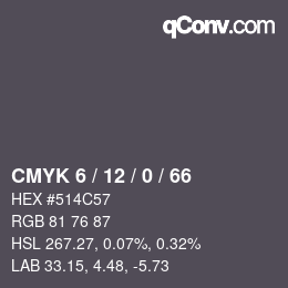 Farbcode: CMYK 6 / 12 / 0 / 66 | qconv.com