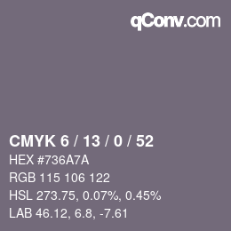 Color code: CMYK 6 / 13 / 0 / 52 | qconv.com