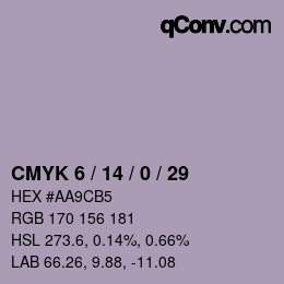 カラーコード: CMYK 6 / 14 / 0 / 29 | qconv.com