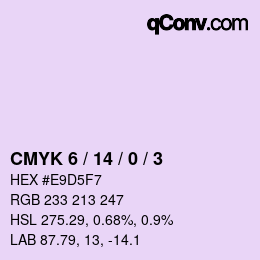 カラーコード: CMYK 6 / 14 / 0 / 3 | qconv.com