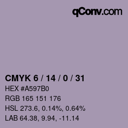 カラーコード: CMYK 6 / 14 / 0 / 31 | qconv.com